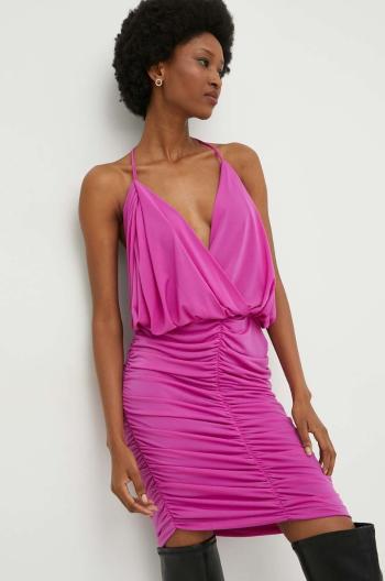 Šaty Answear Lab fialová farba, mini, priliehavá