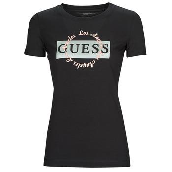 Guess  Tričká s krátkym rukávom SS CN ROUND LOGO TEE  Čierna