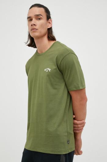 Bavlnené tričko Billabong zelená farba, s nášivkou