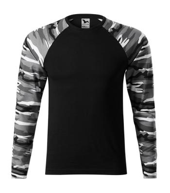 MALFINI Maskáčové tričko s dlhým rukávom Camouflage LS - Maskáčová šedá | S