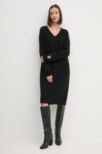 Vlnené šaty Dkny čierna farba, mini, oversize, D2G4A160