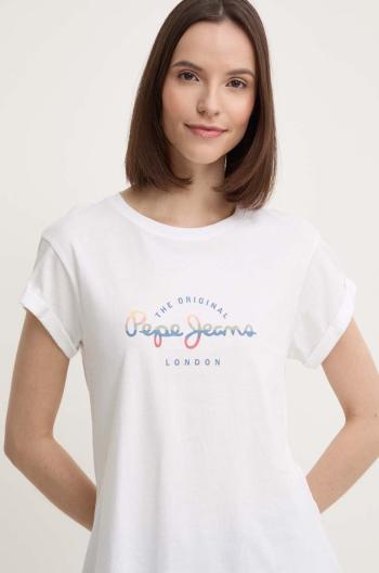 Bavlnené tričko Pepe Jeans EVETTE dámske, biela farba, PL505880