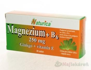 Naturica MAGNEZIUM 250 mg B6 Ginkgo vitamín E 30 tabliet