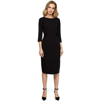 Style  Šaty S119 Jednoduché šaty na gombíky - čierne  viacfarebny