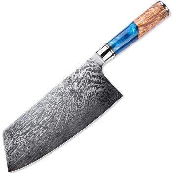 Damaškový kuchynský nôž Hakusan Big Cleaver/Modrá