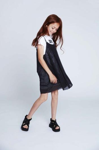 Dievčenské šaty Dkny šedá farba, mini, oversize