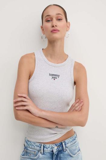 Top Tommy Jeans dámsky, šedá farba, DW0DW18408