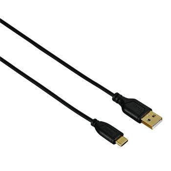 HAMA 135784 USB-C KABEL FLEXI-SLIM, TYP A VIDLICA - TYP C VIDLICA, 0,75 M, CIERNY