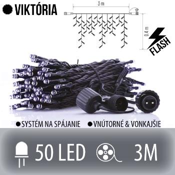 VIKTÓRIA spojovateľná LED svetelná záclona vonkajšia FLASH - 50LED - 3M Studená biela