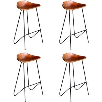 Barové stoličky 4 ks hnedé pravá koža (276363)