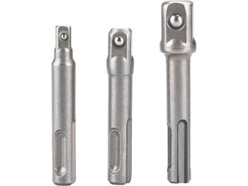 adaptéry sada 3ks z SDS PLUS na čtyřhran, 1/4"-3/8"-1/2", CrV