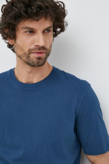 Bavlnené tričko Sisley tmavomodrá farba, jednofarebný