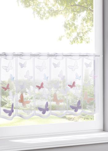 Žakarová vitrážková záclona s motýľmi
