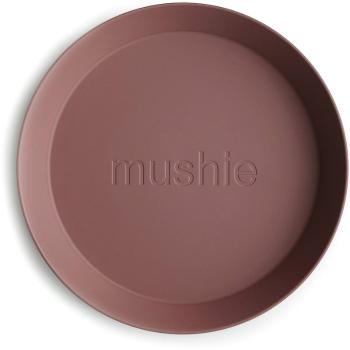 Mushie Round Dinnerware Plates tanier Woodchuck 2 ks