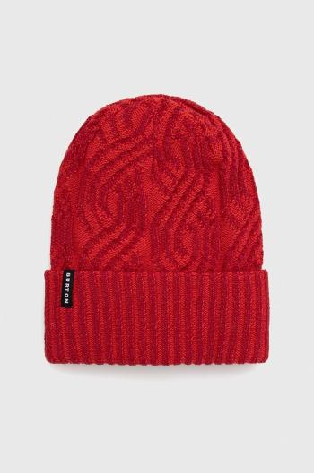 Obojstranná čiapka Burton červená farba, z hrubej pleteniny,