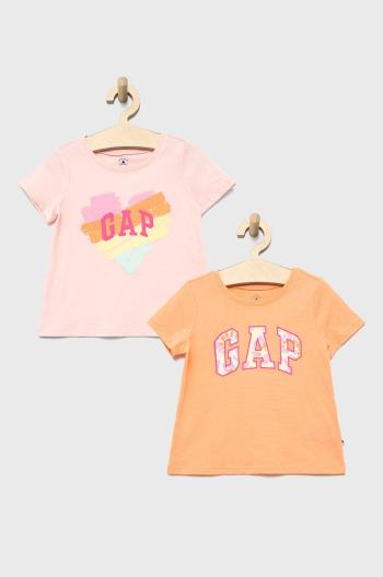 Detské bavlnené tričko GAP (2-pak) oranžová farba,