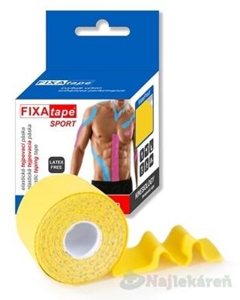 FIXAtape tejpovacia páska SPORT kinesiologická, elastická, žltá 5cmx5m, 1ks