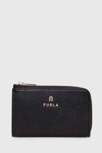 Kožená kľúčenka Furla Camelia čierna farba