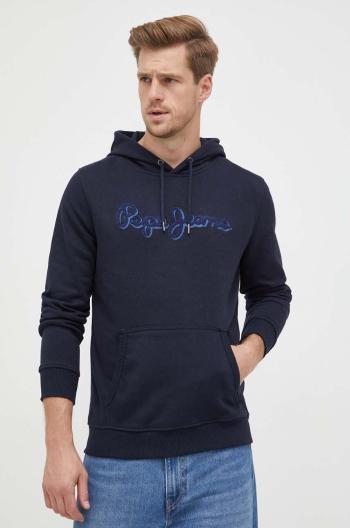 Bavlnená mikina Pepe Jeans Ryan pánska, tmavomodrá farba, s kapucňou, s nášivkou