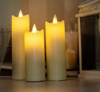 Polarlite PL-8383020 LED sviečka z vosku sada 3 ks  slonová kosť jantár (Ø x v) 50 mm x 195 mm