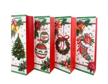 TORO Papierová darčeková taška na víno TORO 36x12.5x8.5cm vianočný MIX