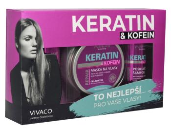 Vivapharm KERATÍN & KOFEÍN darčekové balenie vlasovej kozmetiky pre ŽENY v papierovom obale 3 ks