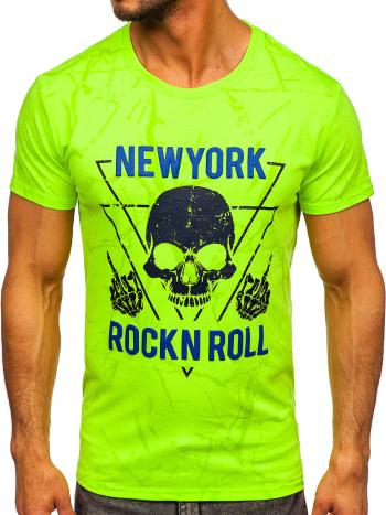 Zelené neónové pánske tričko s potlačou Bolf Y70030