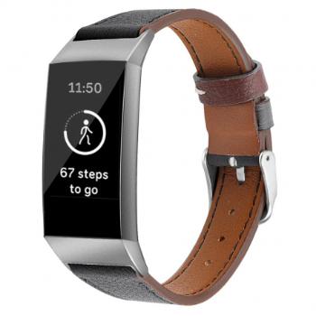 Fitbit Charge 3 / 4 Leather Italy (Small) remienok, Black (SFI006C01)
