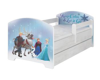 Detská posteľ so zábranou - Ľadové kráľovstvo - dekor nórska borovica Oskar bed Frozen  160x80 cm posteľ + úložný priestor