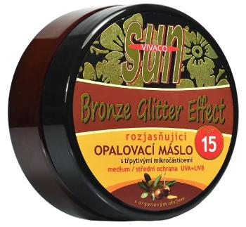 Vivaco Opaľovacie maslo s arganovým olejom s rozjasňujúcimi zlatými glitrami SPF15, 200 ml