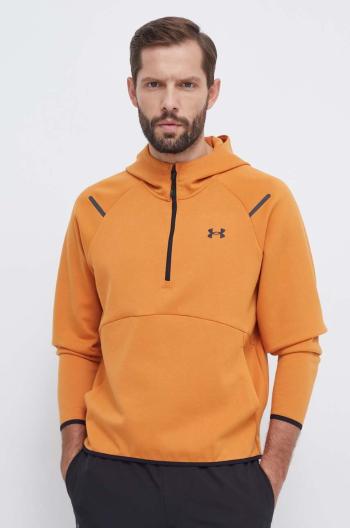 Tréningová mikina Under Armour Unstoppable oranžová farba, s kapucňou, jednofarebná