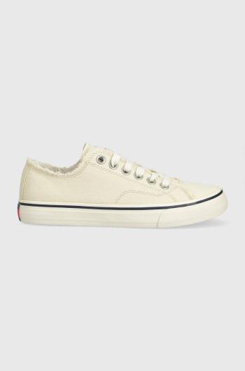 Tenisky Tommy Jeans LOW CUT TJ SNEAKER dámske, béžová farba, EN0EN02228