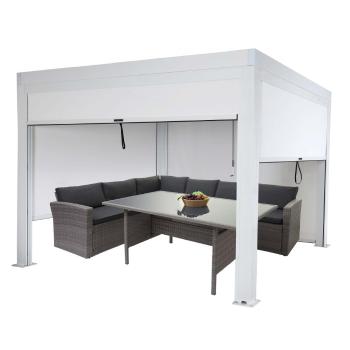 Bioklimatická pergola HWC-L46 3x3 so 4 bočnými stenami Bílá