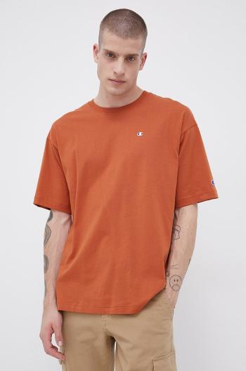 Bavlnené tričko Champion 216548 oranžová farba, s nášivkou