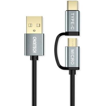 ChoeTech 2 in 1 USB to Micro USB + Type-C (USB-C) Straight Cable 1,2 m (XAC-0012-102BK)