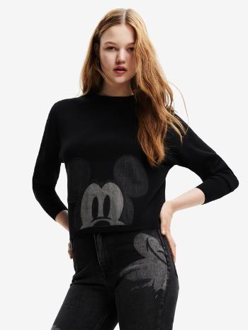 Desigual Mickey Patch Denim Sveter Čierna