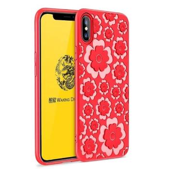 MSVII FLOWER TPU obal Apple iPhone X / XS červený