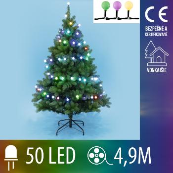 Vianočná LED svetelná reťaz vonkajšia - guľky 2,2 cm - 50LED - 4,9M Multicolour