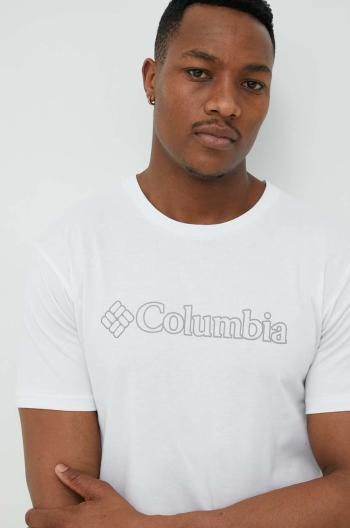 Športové tričko Columbia Pacific Crossing II biela farba, s potlačou