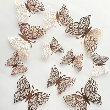 Motýle na stenu Elegant-Ružová/Zlatá KP16766