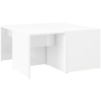 SHUMEE Konferenčné stolíky 4 ks biele vysoký lesk 33 × 33 × 33 cm drevotrieska, 806819