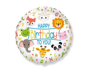 Godan Fóliový balón Happy Birthday To You - zvieratká 45 cm