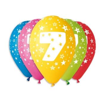 Balónky potisk čísla "7" - 5ks v bal. 30cm - SMART