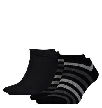 TOMMY HILFIGER - 2PACK duo stripes black členkové ponožky-39-42