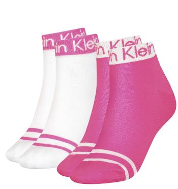 CALVIN KLEIN - 2PACK pink combo quarter ponožky-UNI