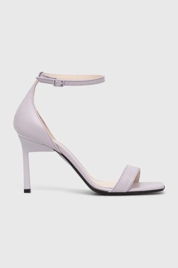 Kožené sandále Calvin Klein GEO STILETTO SANDAL fialová farba, HW0HW01610