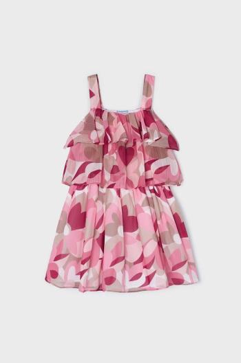 Dievčenské šaty Mayoral ružová farba, mini, rovný strih