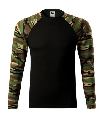 MALFINI Maskáčové tričko s dlhým rukávom Camouflage LS - Maskáčová hnedá | XL