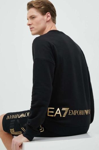 Mikina EA7 Emporio Armani pánska, čierna farba, s potlačou