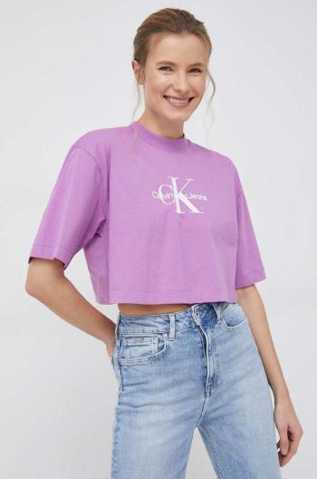 Bavlnené tričko Calvin Klein Jeans fialová farba,